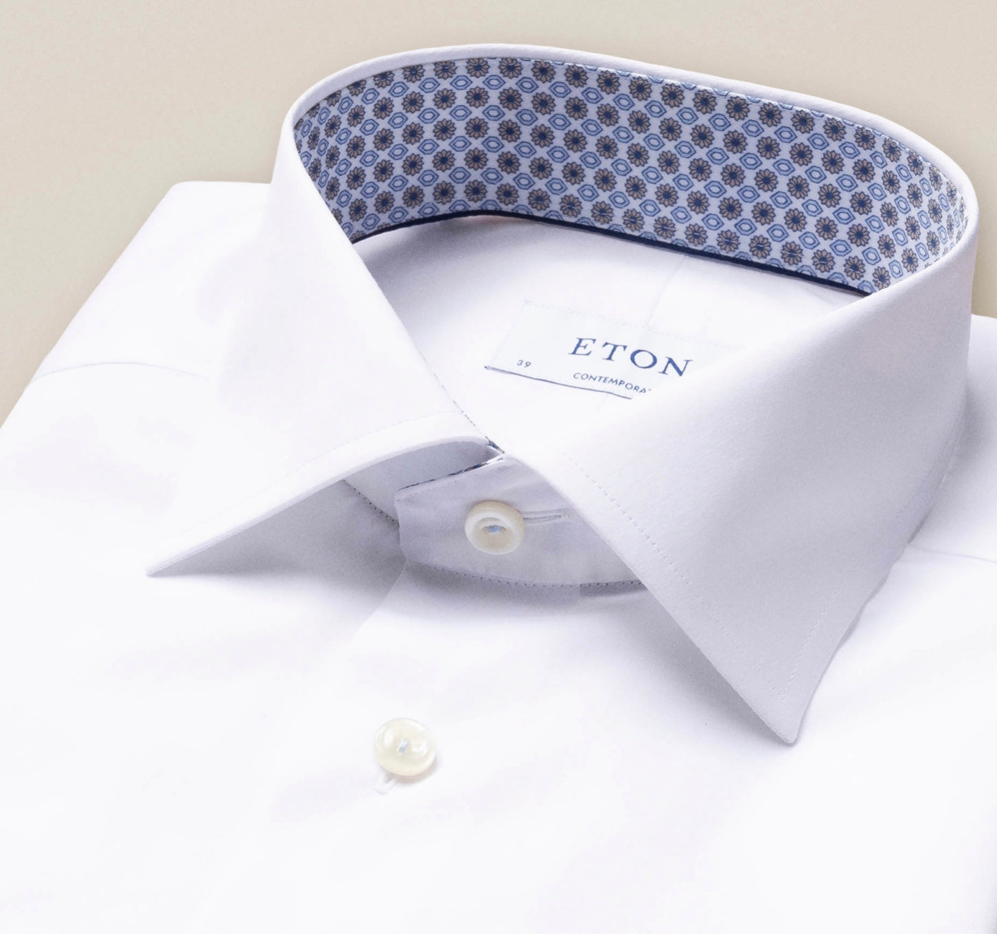 Eton Contemporary Stretch Solid With Medallion Inside Collar Carriere Menswear Eton Contemporary Stretch Solid With Medallion Inside Collar Carriere Menswear