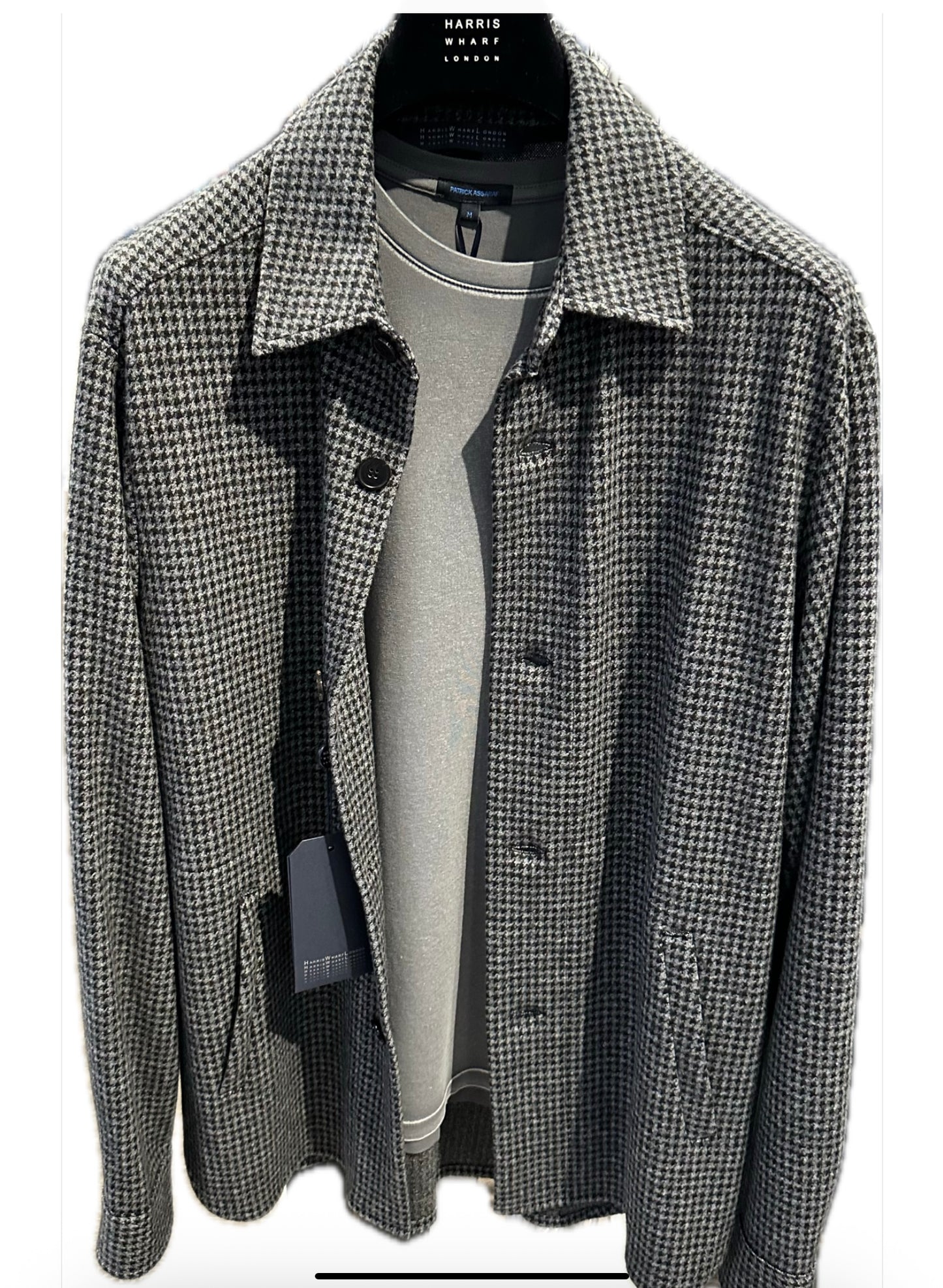 Harris Wharf Houndstooth Shirt Jacket CH9320MRA-T RA07-Salt & Pepper Houndstooth