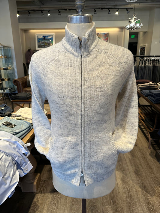 Autumn Cashmere Italian Full Zip Cardigan Sweater RNH51841 Natural