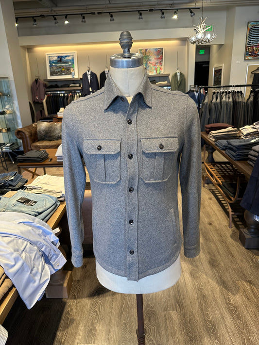 Manto Cashmere Jersey Shirt Jacket GUBBIO 91-Light Grey
